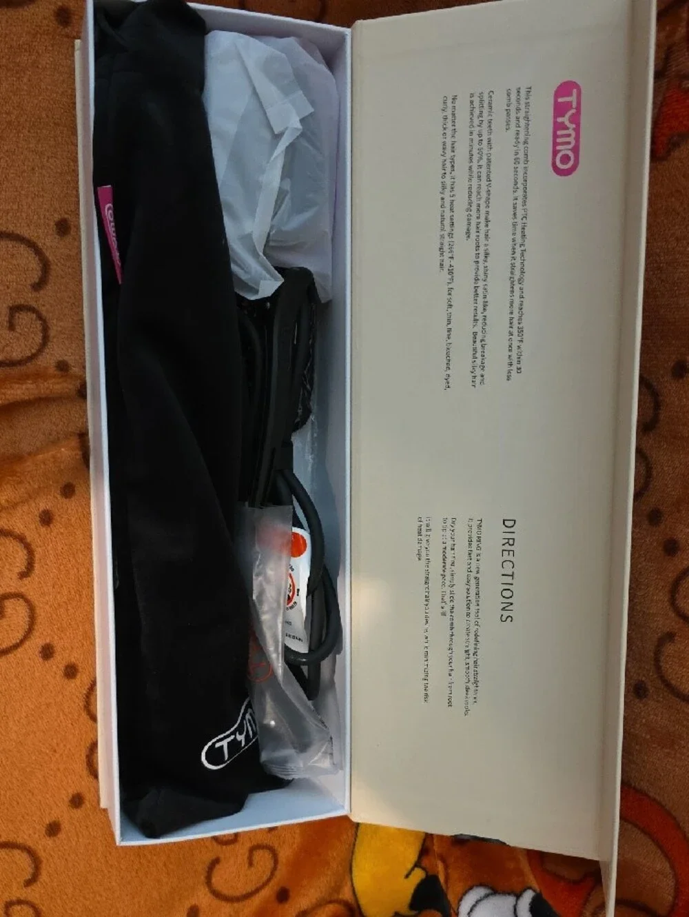 Tymo Ring Hair Straightening Comb - Black and Pink